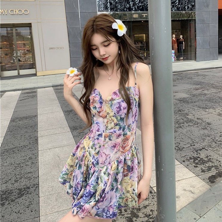 Đầm Hai Dây In Họa Tiết Hoa Xinh Xắn Dành Cho Nữ | BigBuy360 - bigbuy360.vn