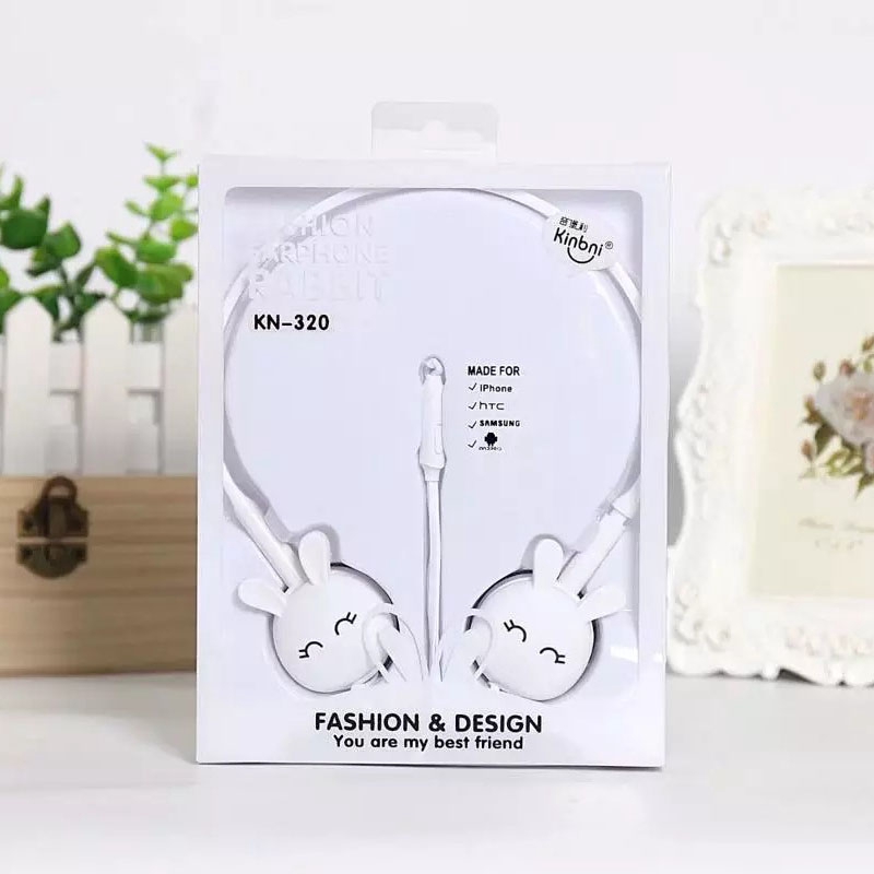 Tai Nghe Chụp Tai Âm Thanh Siêu Trầm Thiết Kế Tai Thỏ Đáng Yêu