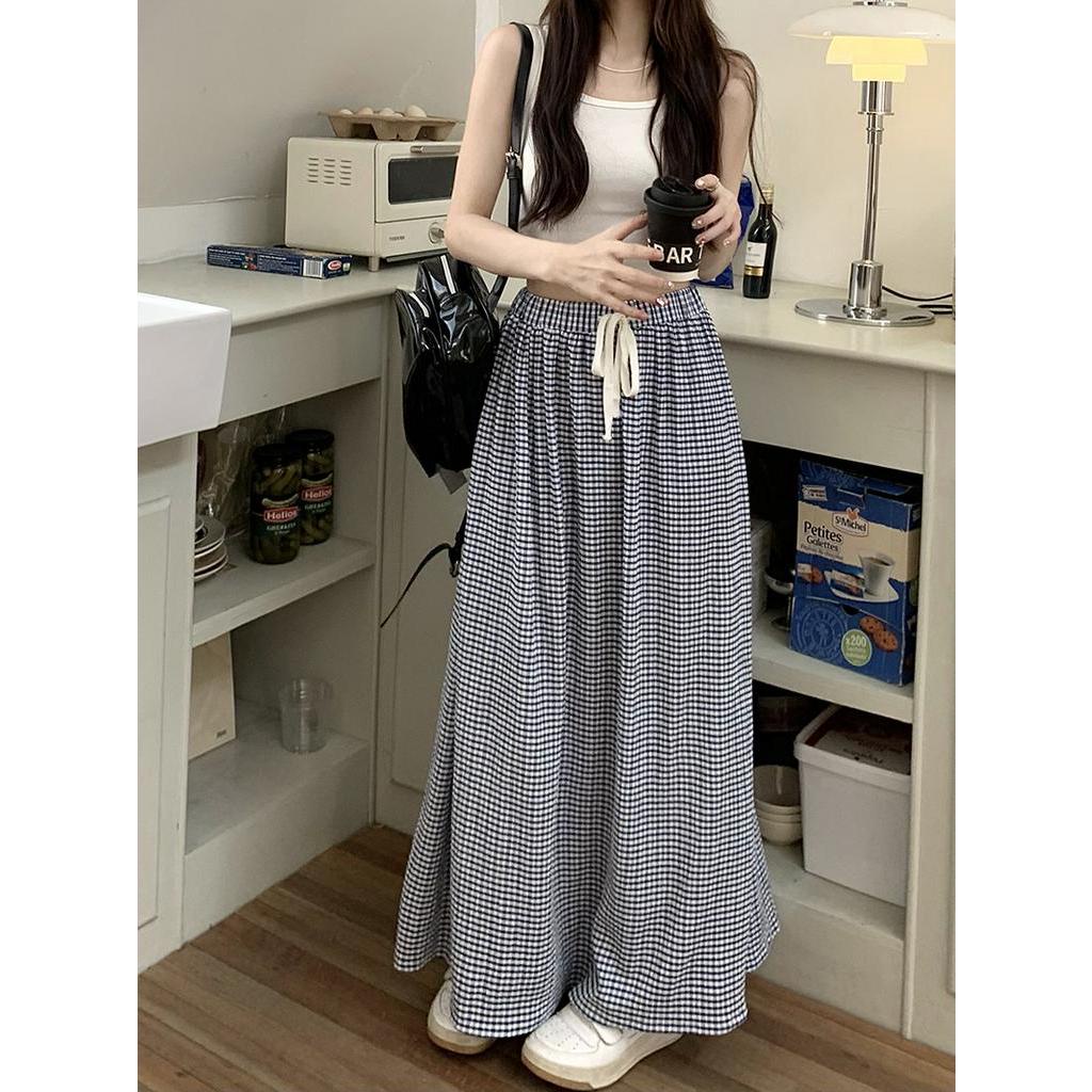 Chân Váy Sọc Ca Rô Xếp Ly Lưng Thun Cao Thời Trang Xuân Hè Sành Điệu 62048