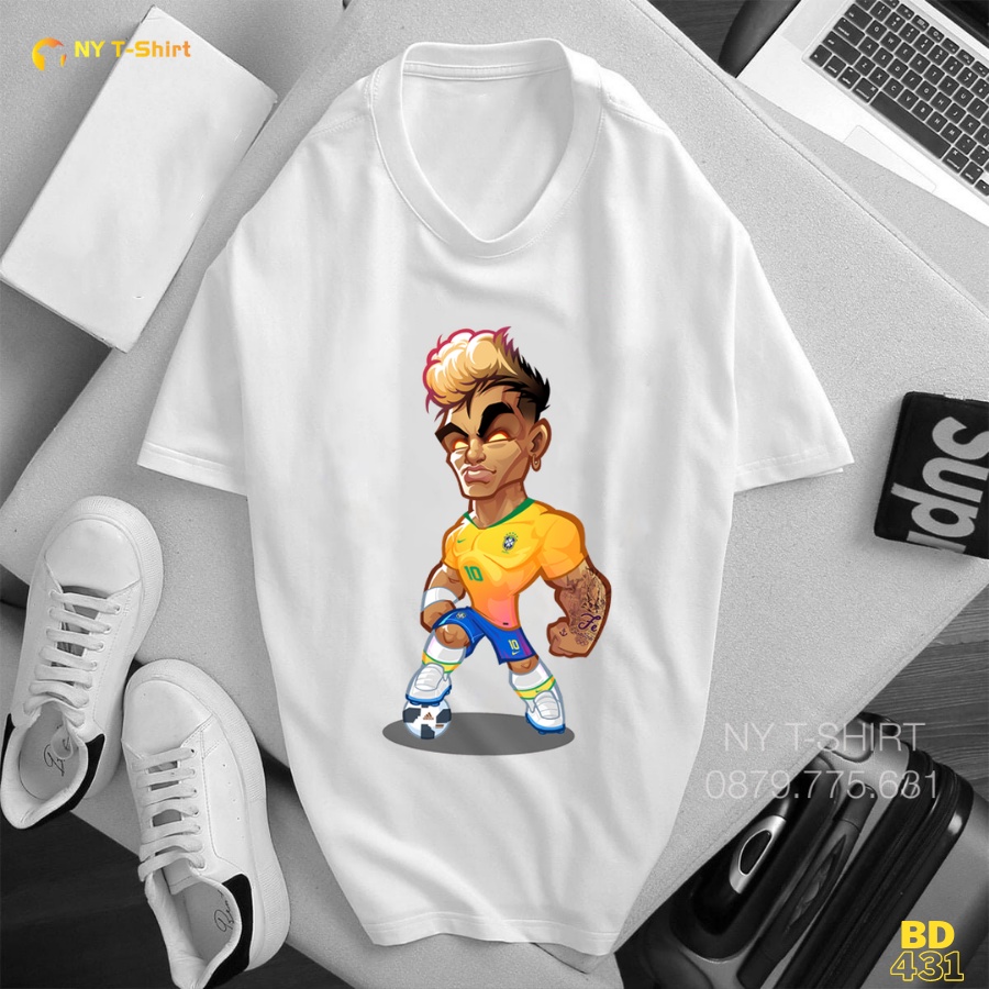 Áo Thun In Hình Neymar Mã BD431 - Áo In Hình Cầu Thủ Bóng Đá