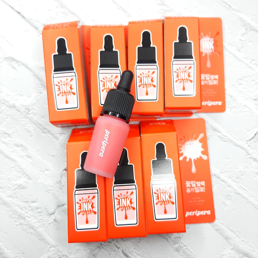 Son kem lì Peripera Airy ink velvet-Pinkish Grapefruit #11 màu bưởi cam tươi 8ml