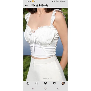 Áo croptop tay cánh tiên bo thun (New 100%)