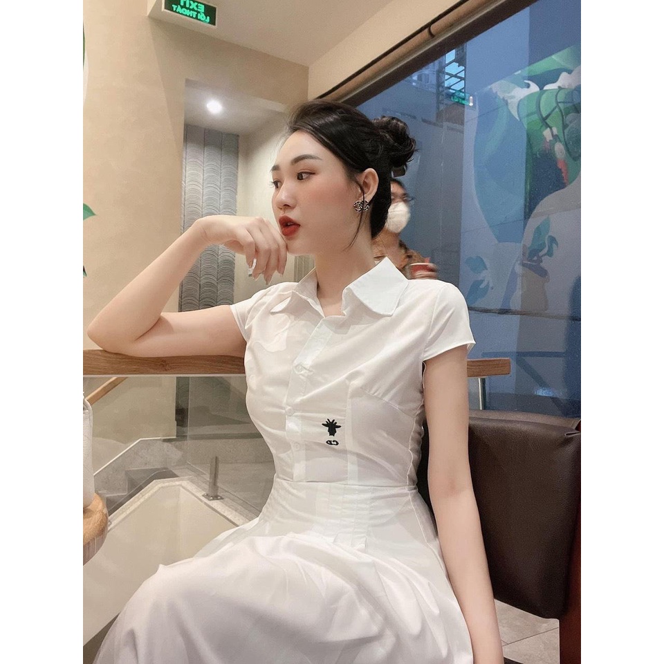 ☘️ ĐẦM TRẮNG SƠ MI THÊU CD LI EO 2 LỚP