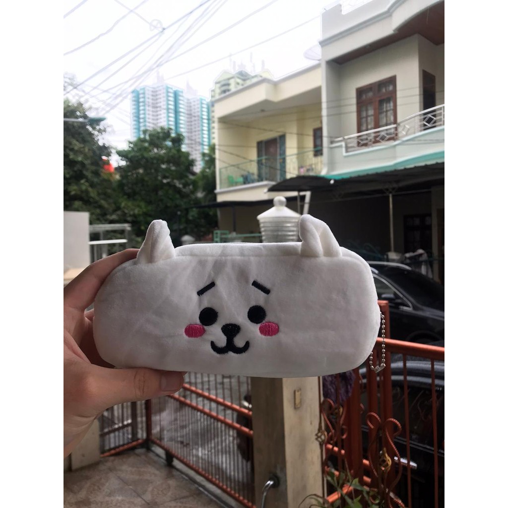 Bóp Viết Vải In Hình Bt21 Dễ Thương Giá Đỡ