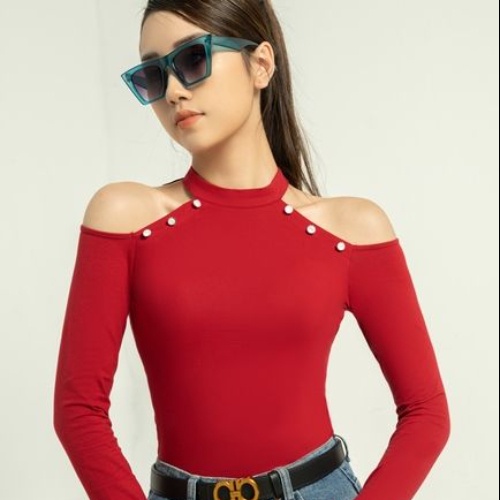 Áo thun nữ dài tay khoét vai dáng ôm AT040-06 thiết kế trẻ trung sang trọng phù hợp mọi hoàn cảnh