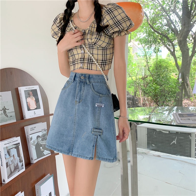 Chân váy jean Lưng Cao Thiết Kế Mới Thời Trang Mùa Hè Dành Cho Nữ