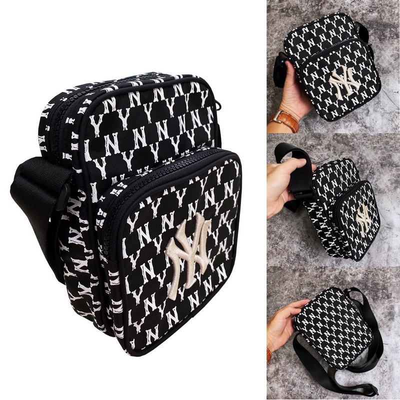 [Mã SKAMLTSM11 giảm 10% đơn 99K] ⚡️ Túi đeo chéo M.LB NY Monogram Đen/Trắng XUẤT DƯ FULL TEM TAG