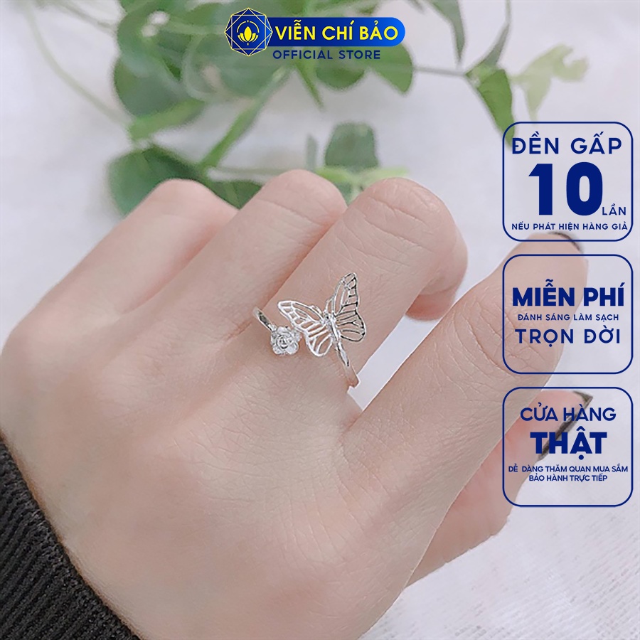 Nhẫn bạc nữ hình bướm và hoa chất liệu bạc 925 thời trang phụ kiện trang sức nữ Viễn Chí Bảo N400572x