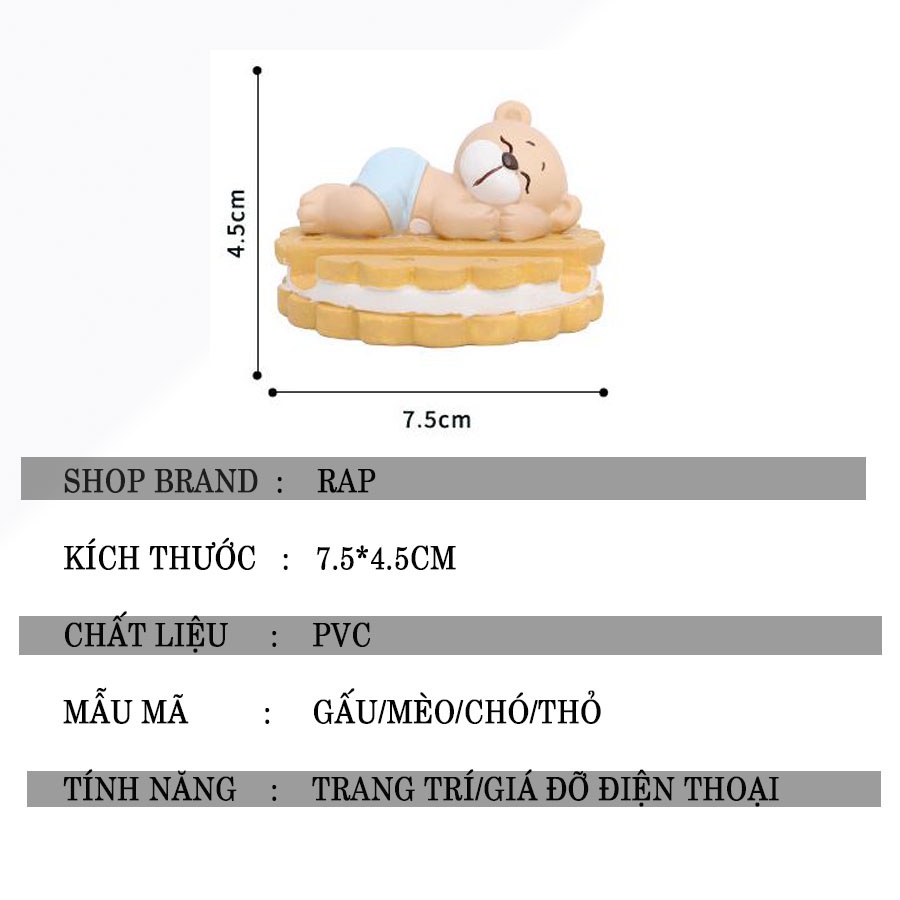 Giá đỡ điện thoại, Ipad hình dáng động vật dễ thương: Mèo, Chó, Thỏ, Gấu chất liệt PVC cao cấp nhỏ gọn tiện dụng - Ráp