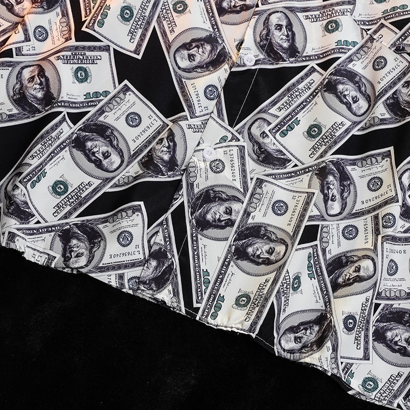 PASS Korean style retro banknote loose slimming men's and women's same style design style shirt high-end top long sleeve shirt trendy 9bLC