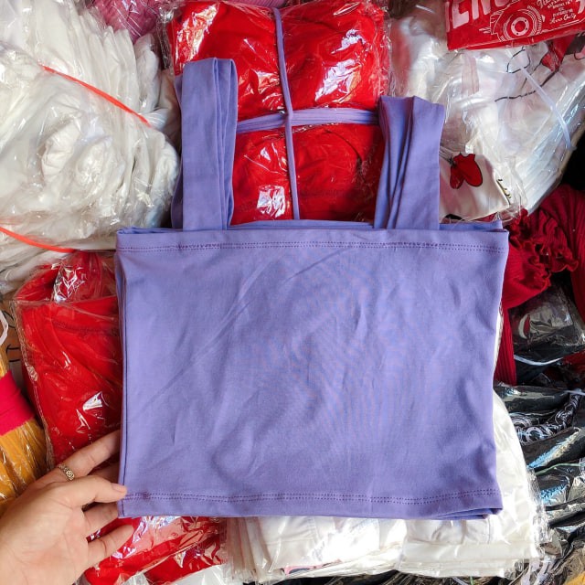 Áo thun croptop dây bảng to phong cách thể thao năng động