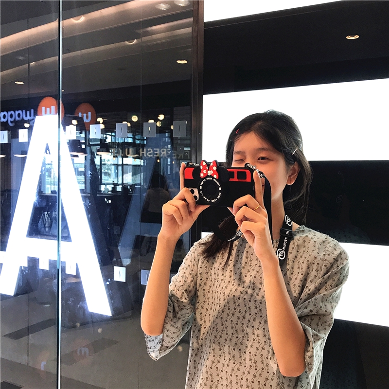 Ốp điện thoại silicon họa tiết chuột  Mickey Minnie có dây đeo dành cho iPhone 11 pro max 6s 78 plus xs max xr | BigBuy360 - bigbuy360.vn