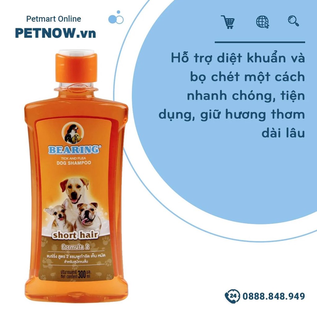 Sữa tắm trị ve BEARING chó lông ngắn 600ml - Thái Lan