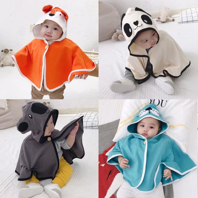 Áo choàng cho bé trai, bé gái chống nắng chống gió họa tiết hình thú siêu đáng yêu cho bé