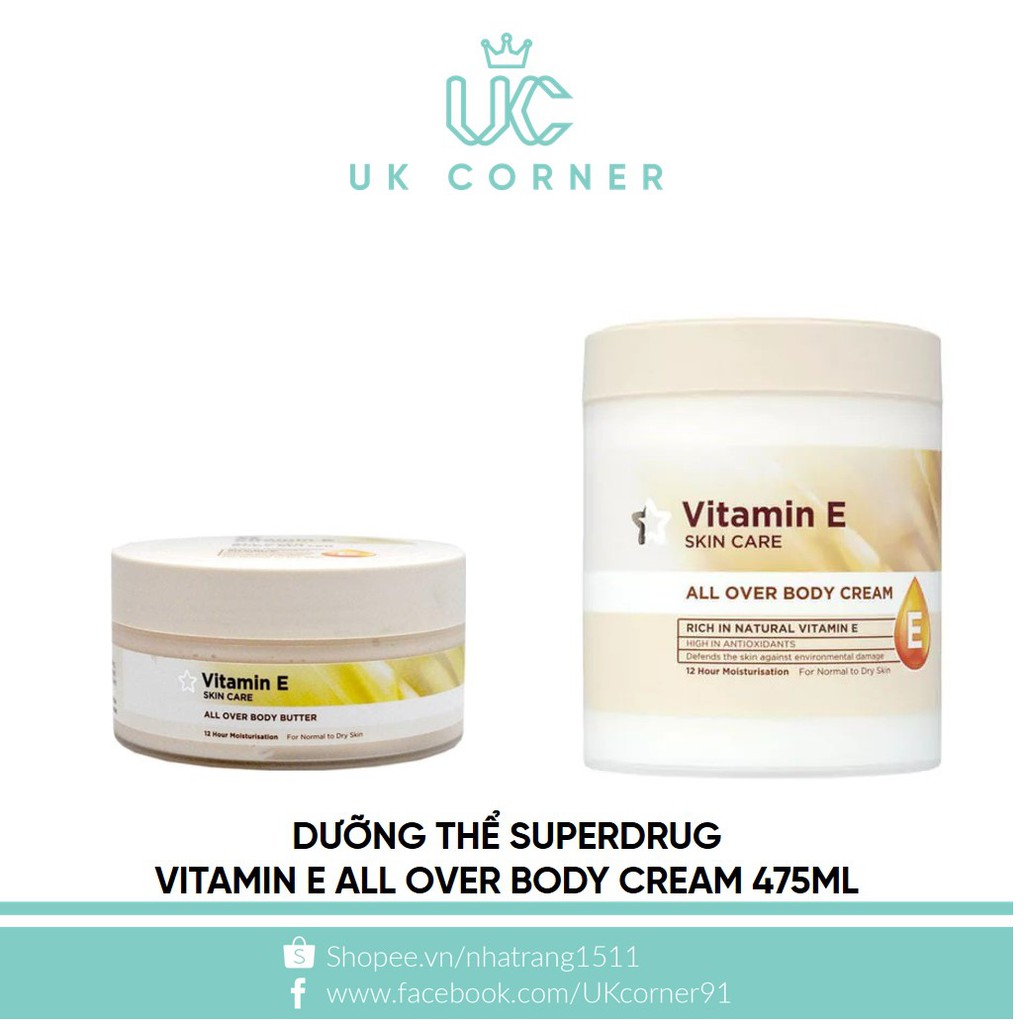 [TIẾT KIÊM]_Dưỡng thể Superdrug Vitamin E All Over Body Cream 475ml
