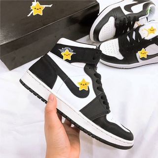 giày Thể Thao Nam Nữ giày Nike Air Jordan Panda Nâu Đen Trắng Cao Cổ Da Sần