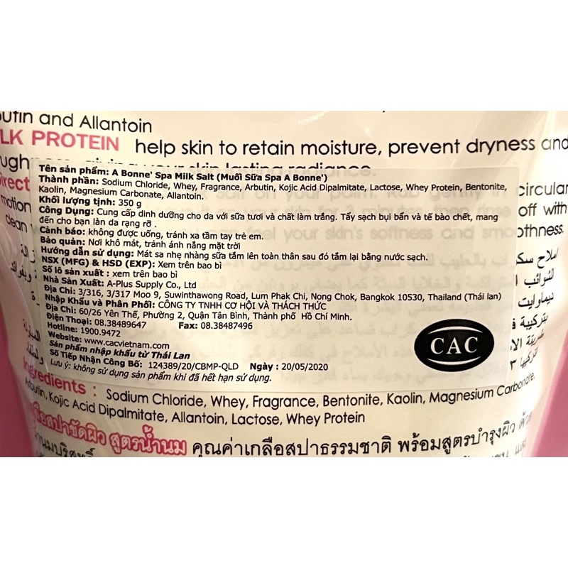 Muối tắm sữa bò tẩy tế bào chết body a bonne spa milk salt 350g thái lan - ảnh sản phẩm 7