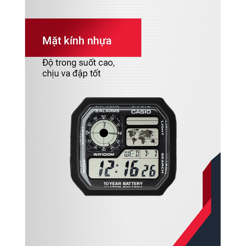 Đồng hồ nam casio AE-1200WH-1AVDF, đồng hồ casio chính hãng dây kim loại AE-1200WHD-1AVDF quoctri545