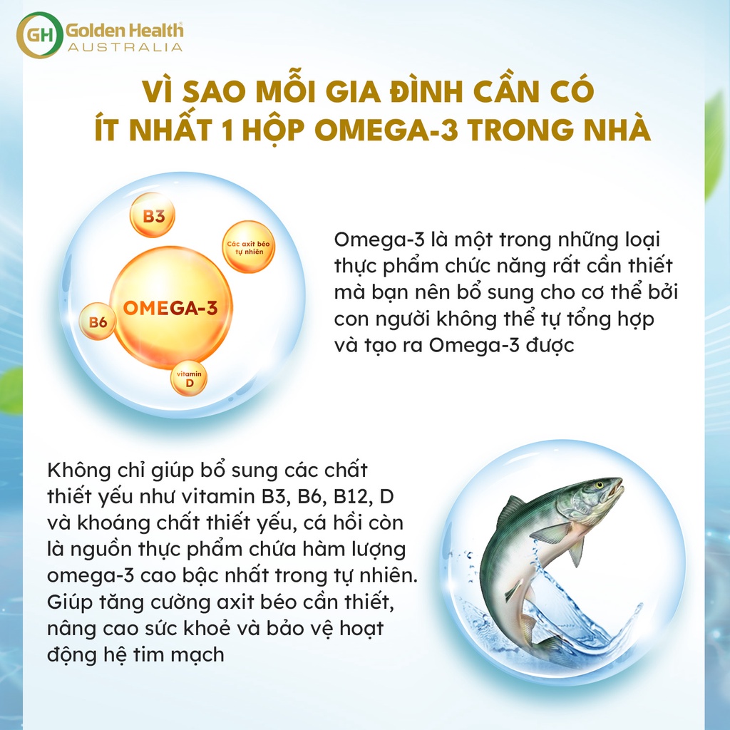 Viên uống dầu cá hồi Omega 3 Golden Health 1000mg 365 viên