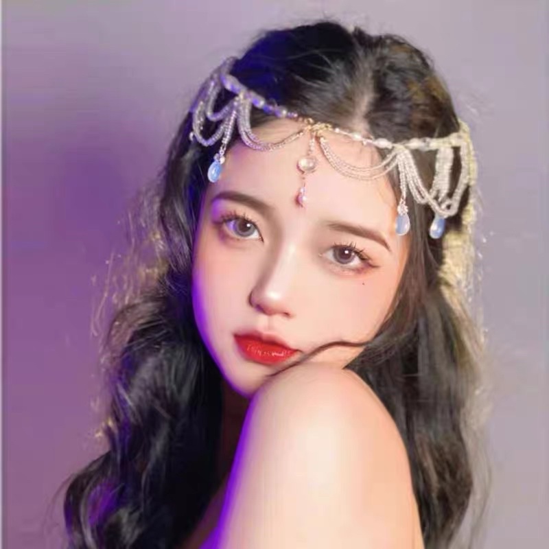 Vòng đội đầu đính hạt cosplay đa năng màu bạc