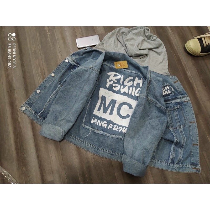 [ Ảnh thật ] Áo khoác Jeans Unisex Rich MC