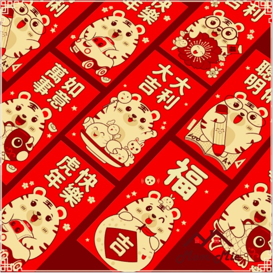 Bộ 6 bao lì xì Tết Xuân Vạn Phúc - LX009
