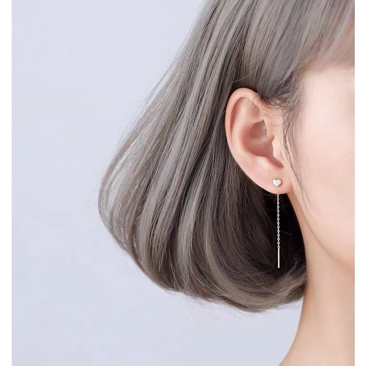Bông tai trái tim treo thả dài hoa tai nữ dễ thương tình yêu
