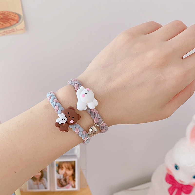 Set 2 Vòng Tay Nam Châm Hình Gấu   Thỏ Dễ Thương Cho Cặp Đôi OUYOU | BigBuy360 - bigbuy360.vn