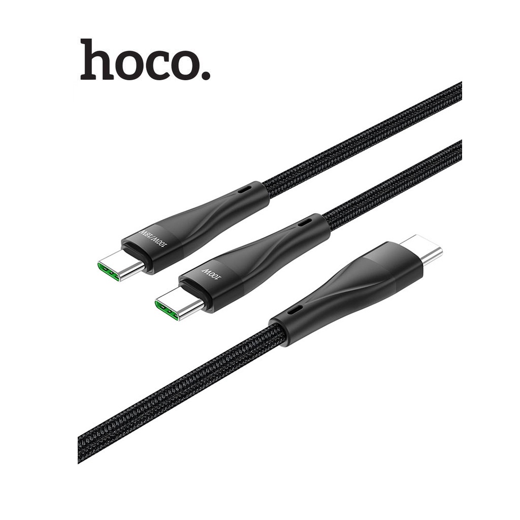 Cáp sạc 2in1 Hoco U102 sạc nhanh 100W Type-C to Type-C + Type-C dây nylon bện dài 150CM cho Android