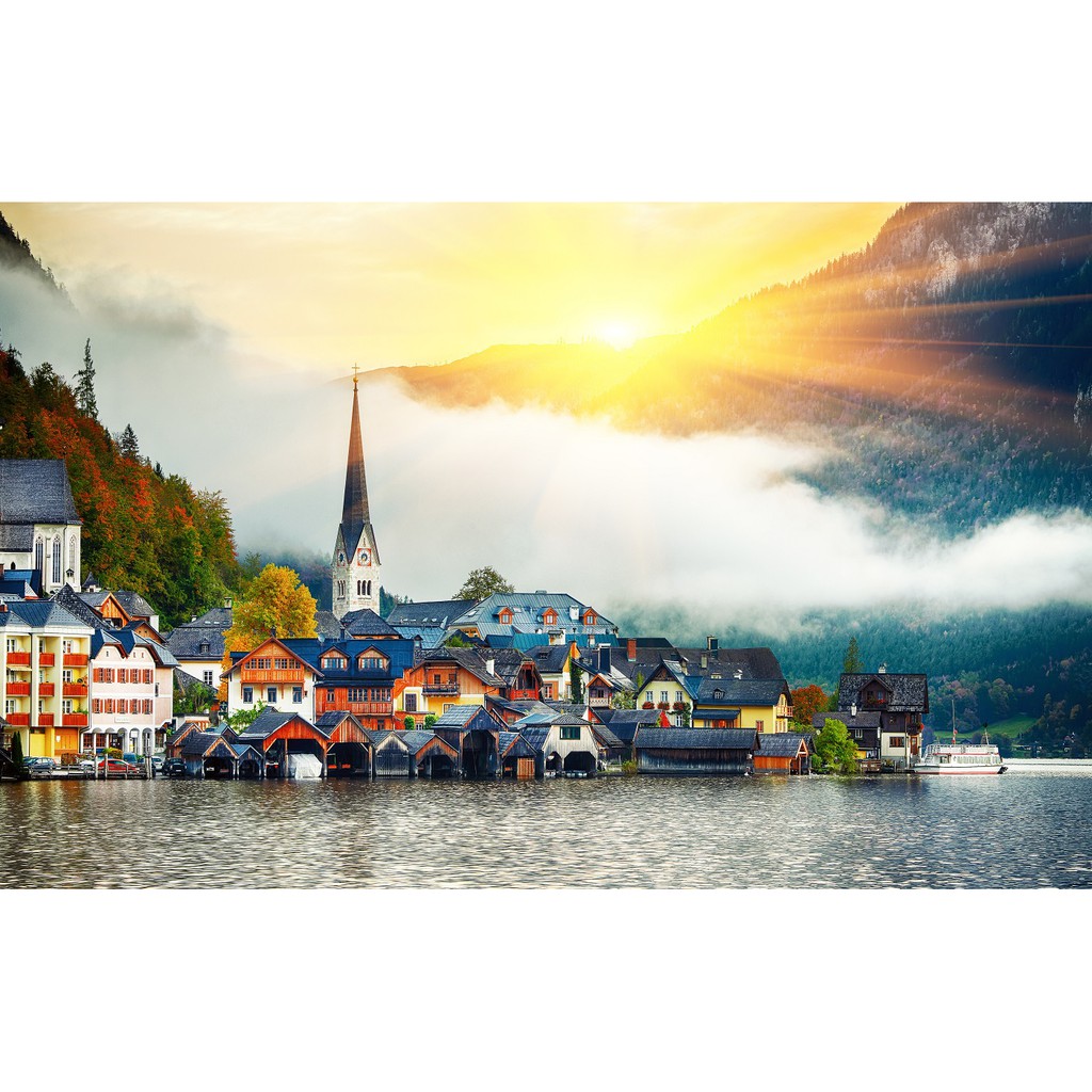 [Mã BMBAU50 giảm 10% đơn 99k] Bộ tranh xếp hình jigsaw puzzle cao cấp 1000 mảnh ghép – Thị Trấn Hallstatt, Áo