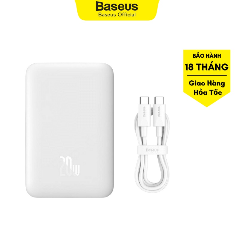 Sạc dự phòng không dây Baseus Magnetic Mini 10000mAh | Tích hợp kèm cáp sạc Type-C to Type-C 50cm| BH 18 tháng