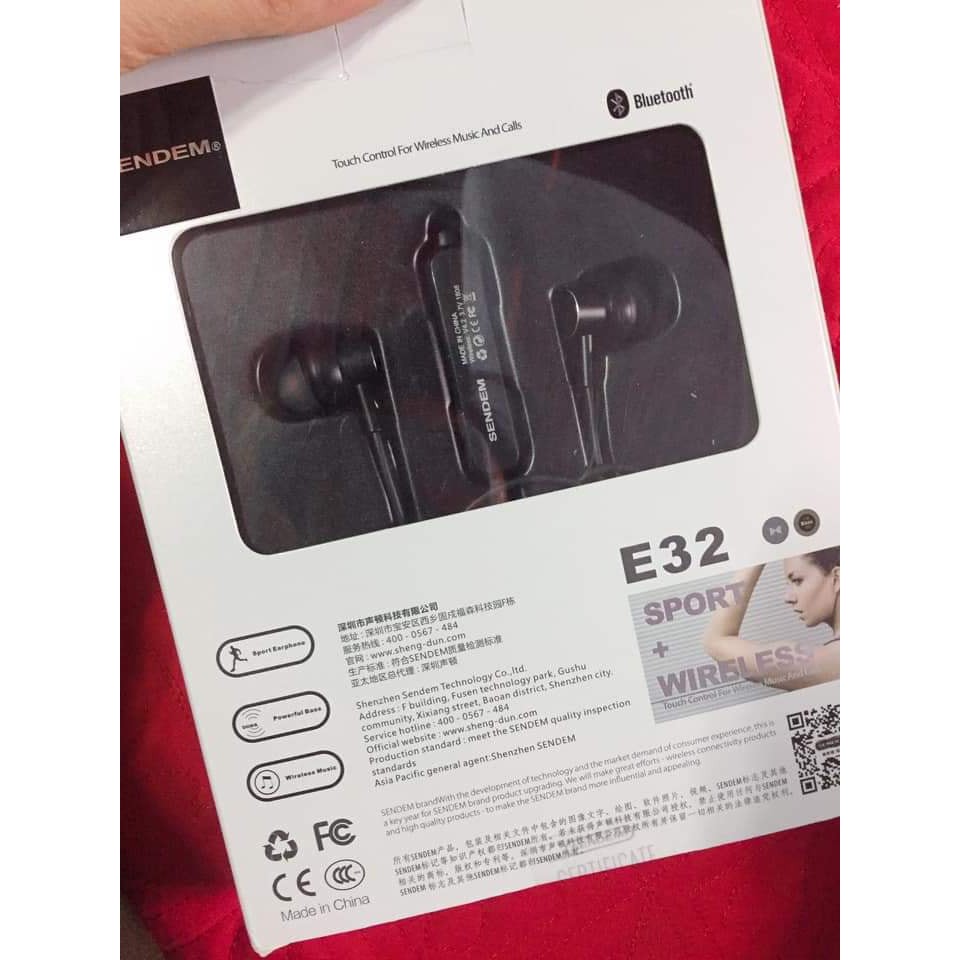 Tai Nghe Bluetooth SENDEM E32 Nút Cảm Ứng 2 tai - Chịu nước- Cách Âm Tốt