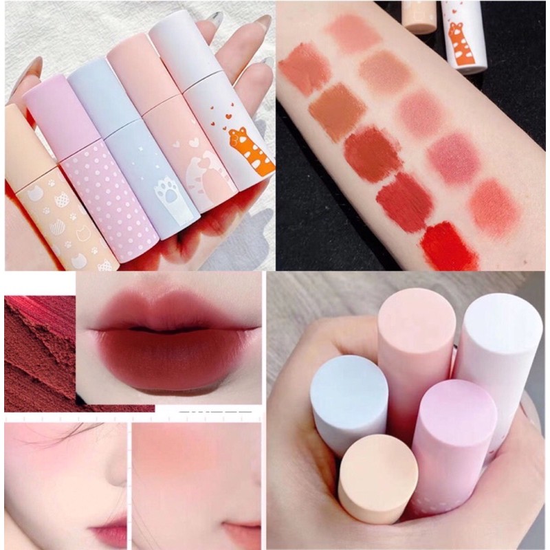 Son Kem Lì FAICCIA Lên Màu Siêu Chuẩn, Mềm Mại Như Nhung Zero Velvet Tint và phong cách cute mèo