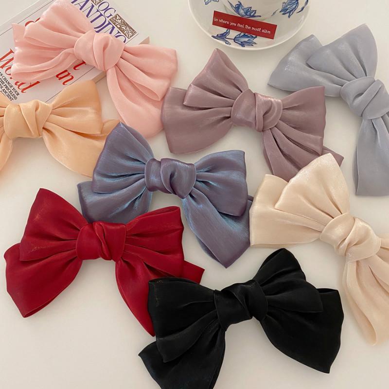 Kẹp Tóc Hình Nơ Vải Satin Lấp Lánh Thời Trang Hàn Quốc