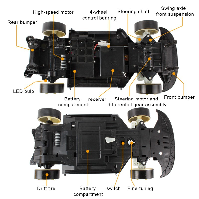 Xe Tải Điều Khiển Từ Xa 1: 10 70km / H 2.4g Rc 4wd Chất Lượng Cao Kèm Phụ Kiện