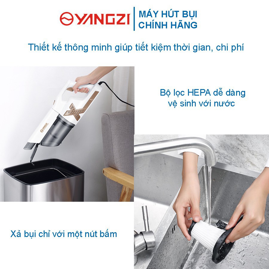 [TẶNG BỘ LỌC HEPA] Máy Hút Bụi Cầm Tay Yangzi Siêu Bền Và Lực Hút Cực Khỏe 12000Pa Chính hãng [BẢO HÀNH 12TH]