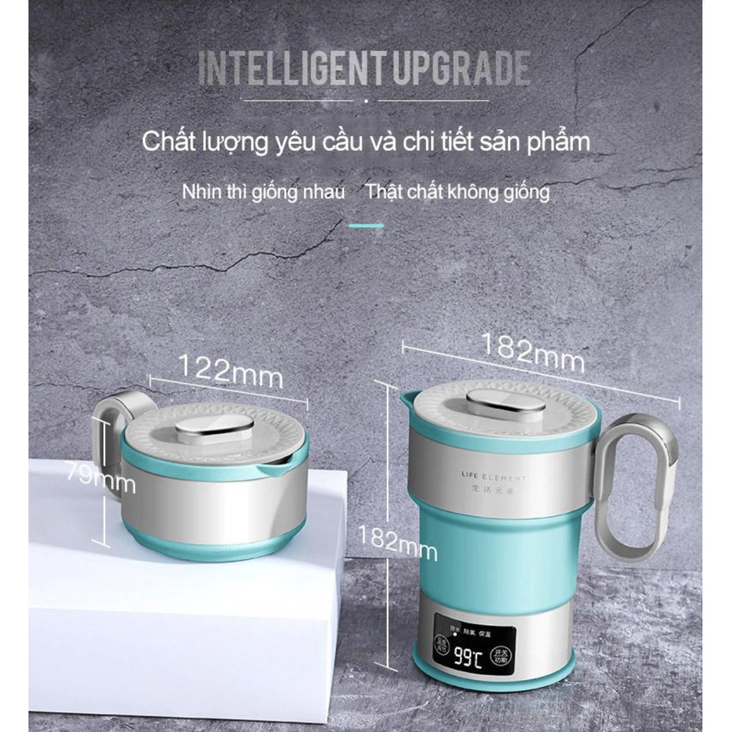 Bình đun nước siêu tốc gấp gọn có màn hình