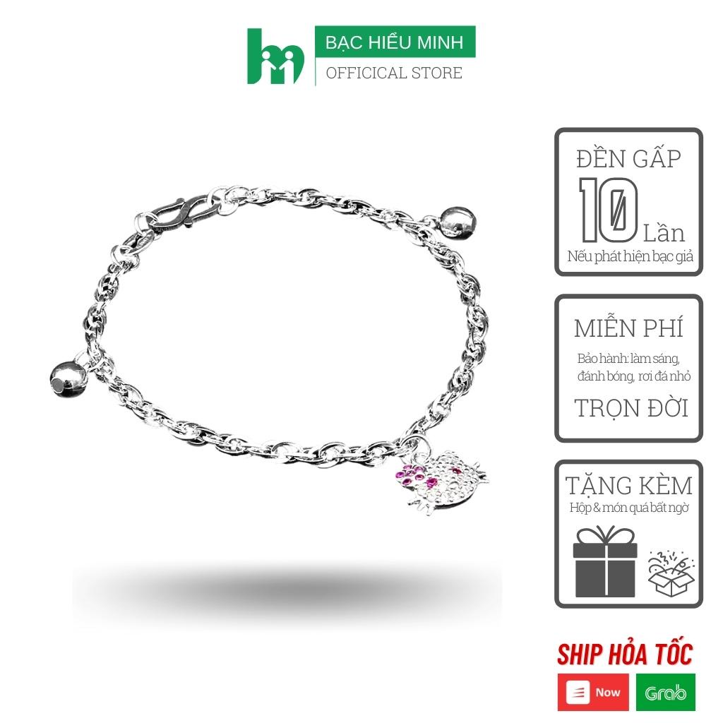 Lắc Tay Trẻ Em Bạc Hiểu Minh LTE109 Mèo Kitty Bảo Hành Vĩnh Viễn