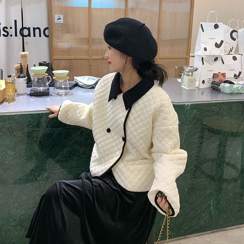 Áo khoác nữ tay dài họa tiết caro thời trang