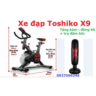Xe đạp thể dục Toshiko X9 , tặng kèm đồng hồ + trụ đấm bốc