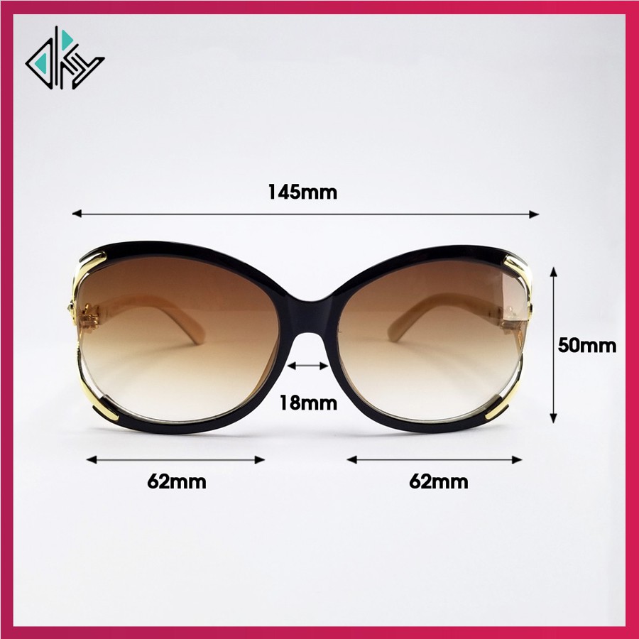 Mắt kính mát nữ Full box hộp hiệu 858 màu khói, nâu. Tròng kính ôm mắt chống bụi, chống nắng, tia UV. | BigBuy360 - bigbuy360.vn