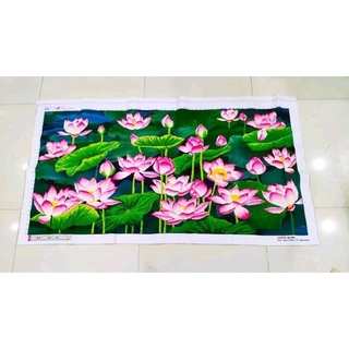Tranh thêu chữ thập hoa sen 150x80cm