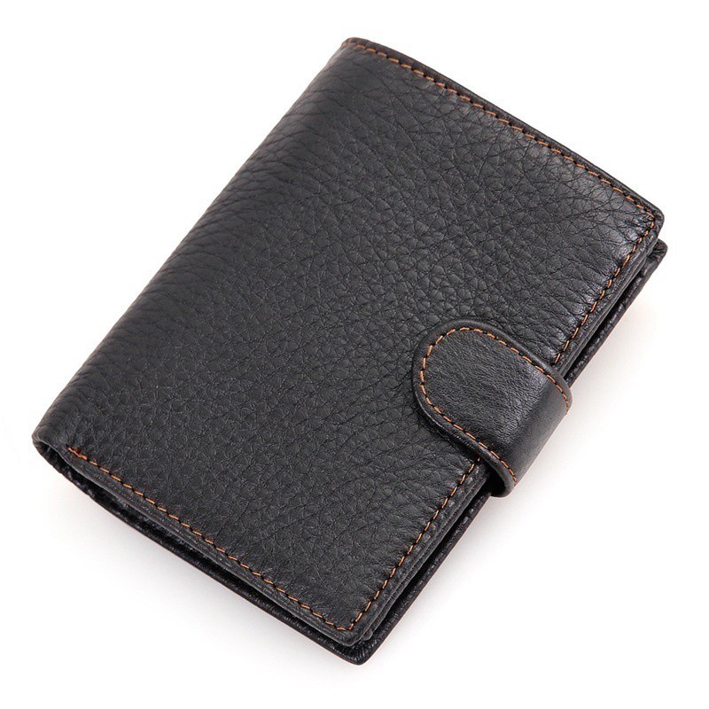 Rfid Blocking Wallet Desigh Hasp Short Trifold Men Wallets Cowhide Genuine Leather Credit Card Holder Purse