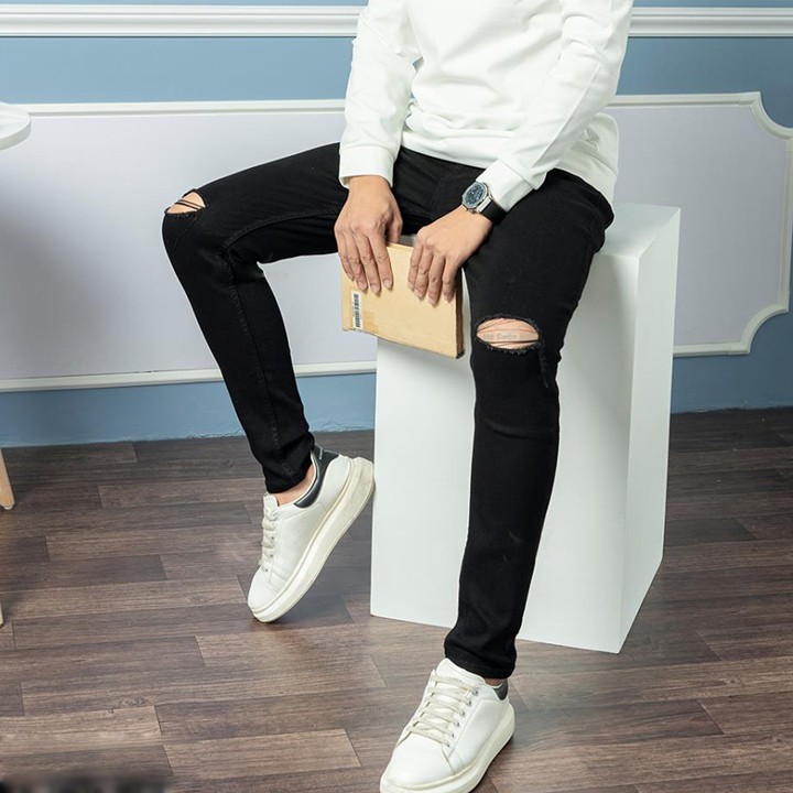 Quần Jean Nam Dáng Ôm Body Chất Vải Co Giãn Ống Côn Thời Trang | BigBuy360 - bigbuy360.vn