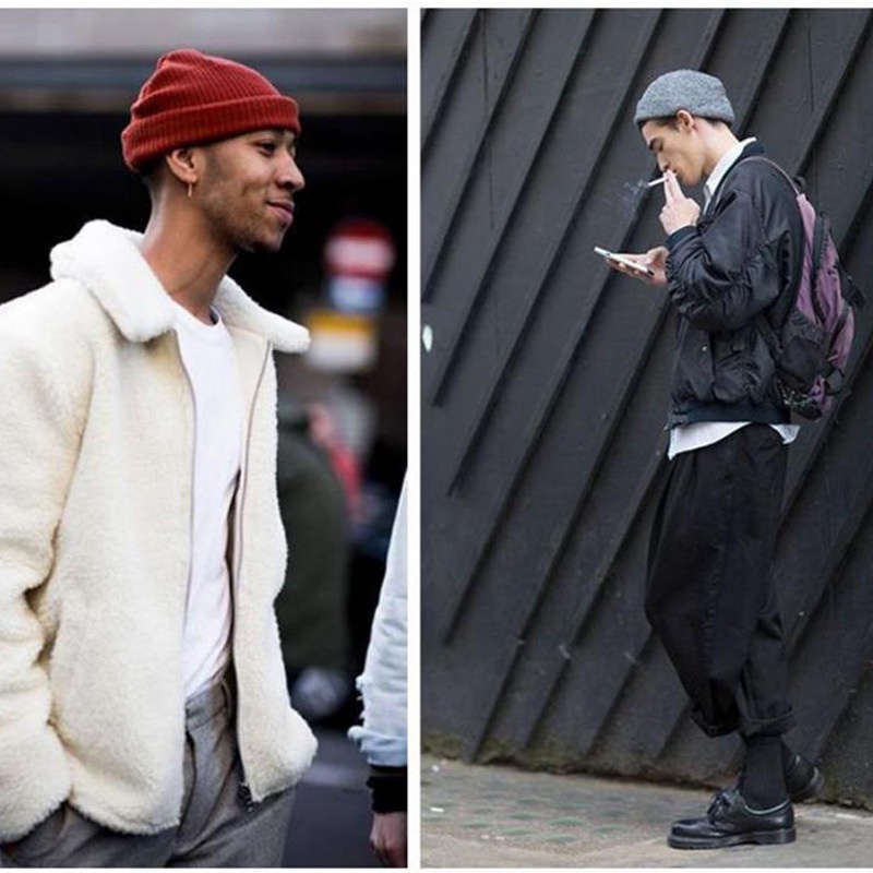 Mũ beanie dệt kim mềm mại thiết kế giữ ấm phong cách hip hop thời trang mùa đông cho nam