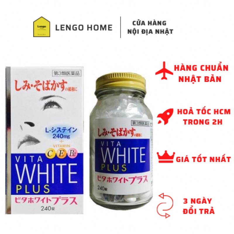 Hàng Nhật _Viên uống trắng da, mờ thâm nám Vita White Plus 240 viên