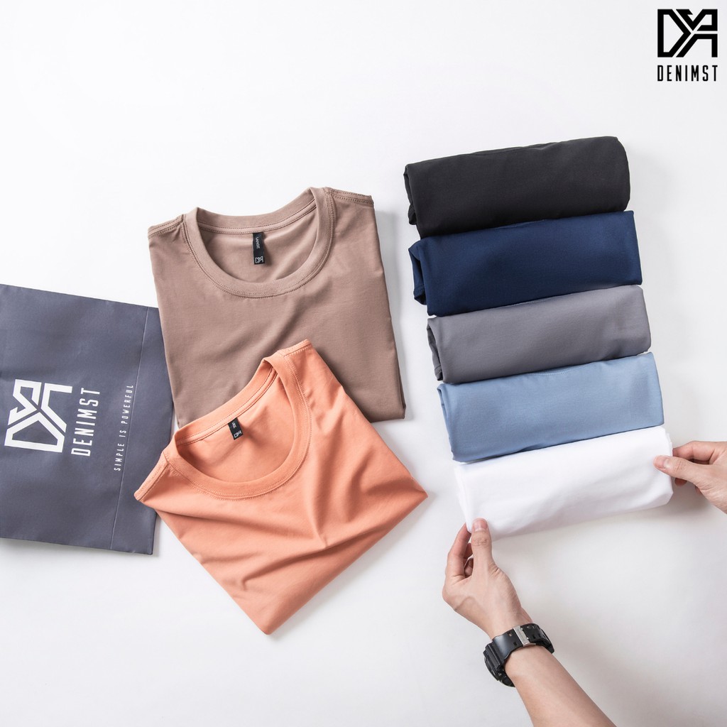 Áo  thun nam cotton tay ngắn cổ tròn cao cấp, áo phông nam trắng đẹp form rộng DENIMST 1055