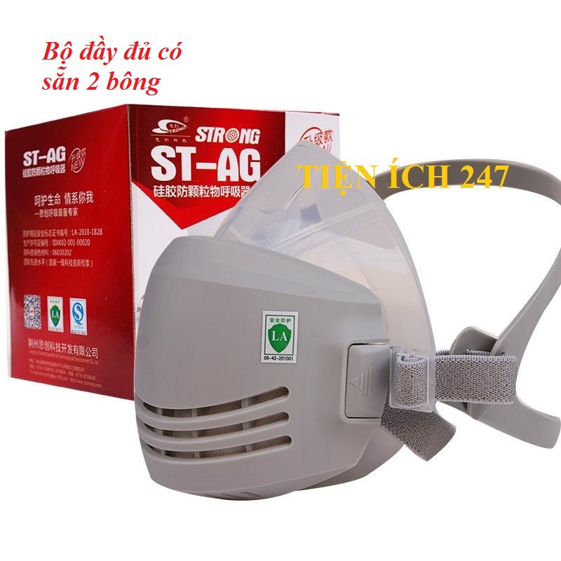 Khẩu Trang Chống Bụi Strong AG-ST Kèm Kính Dẻo Phòng Độc Ngăn Bụi Nhà Máy Nhà Xưởng Cơ Khí Hoá Chất