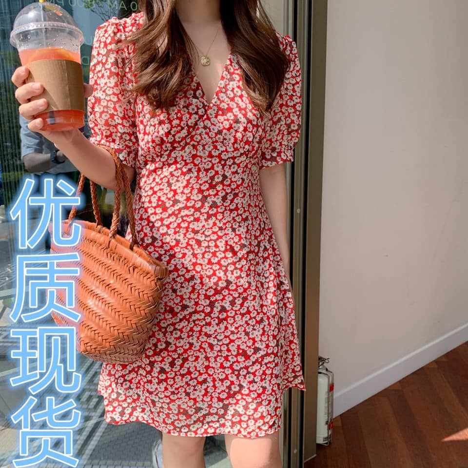 Đầm hoa nhí nhún ngực 3 màu | BigBuy360 - bigbuy360.vn