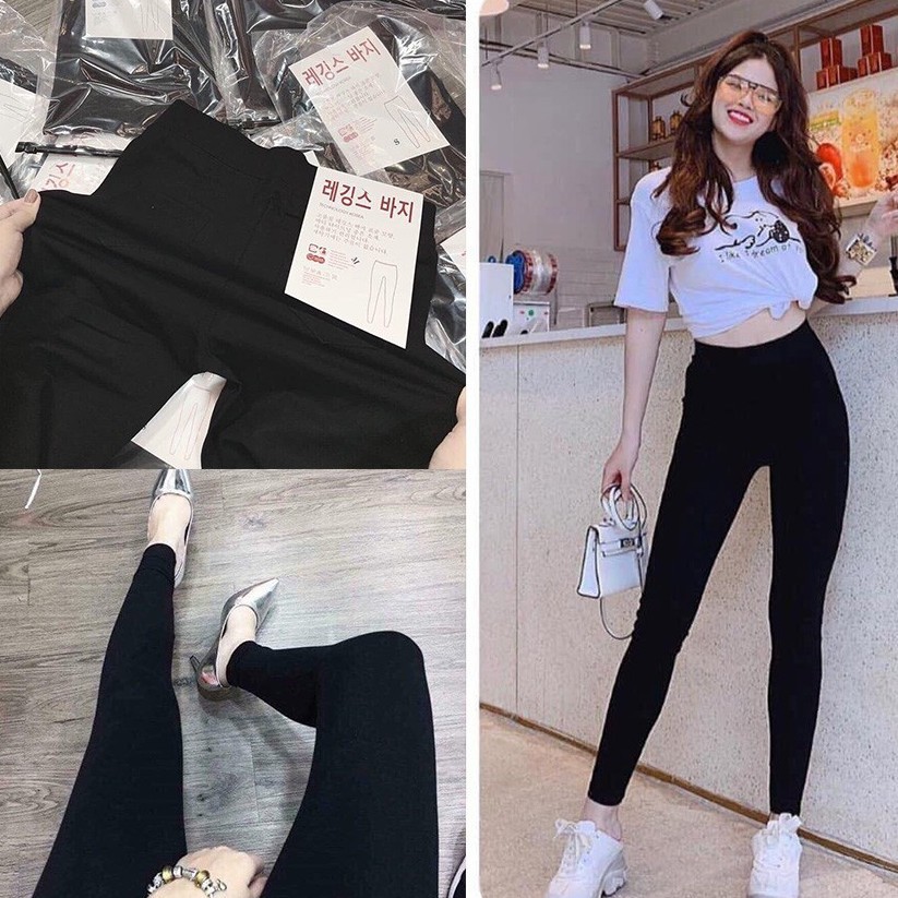 Quần legging nữ nâng mông cạp cao / Quần legging co giãn chất đẹp tôn dáng